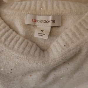 Liz Claiborne Women's Sparkling White V-Neck Sweater